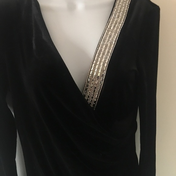 Velvet black dress with crystal - Picture 3 of 8